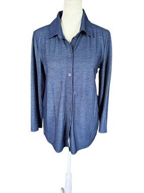 89TH & Madison dark blue long sleeve collared button down shirt women's small